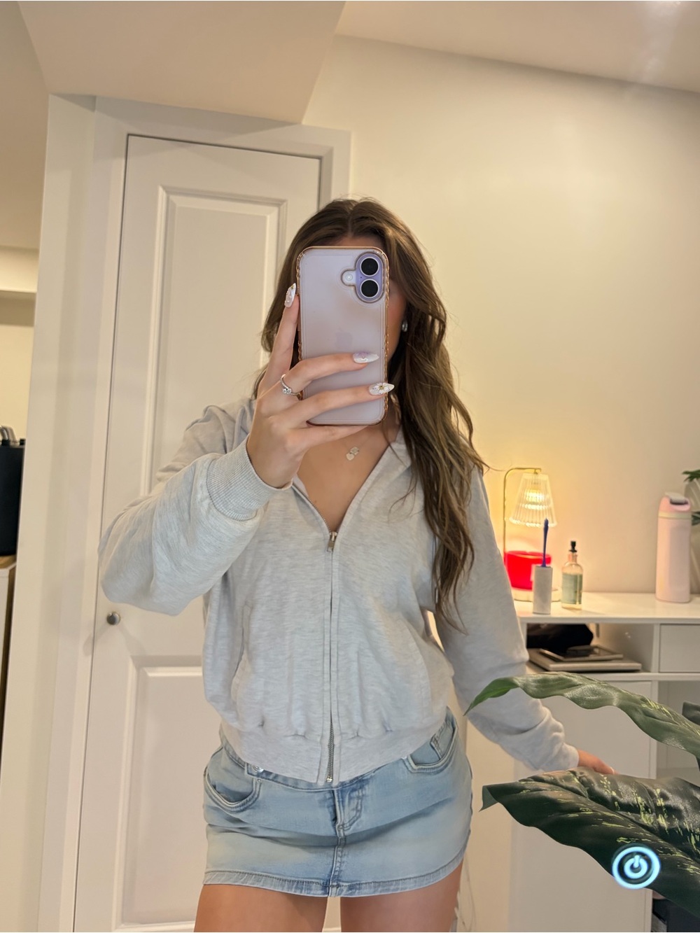 Garage Light Gray Cropped Zip-Up Hoodie